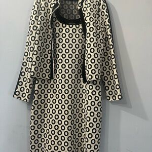 Joseph Ribkoff Black and White Circle Pattern Dress